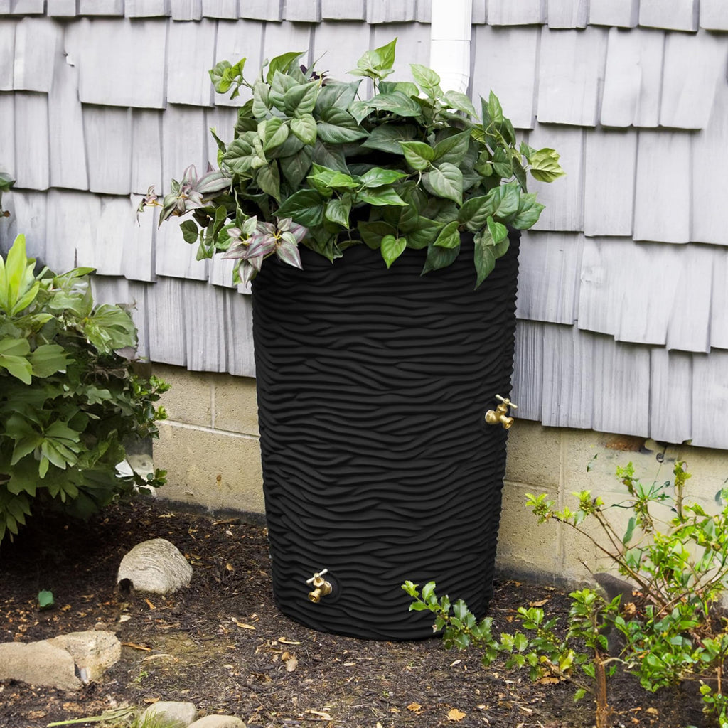 Faux Palm 50-Gallon Rain Barrel Planter & Stand R265937