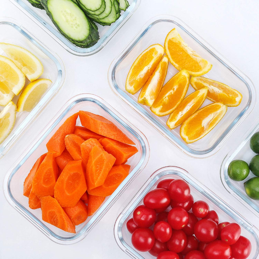 10 Pack 22 oz Glass Food Storage Containers with Lids A11274