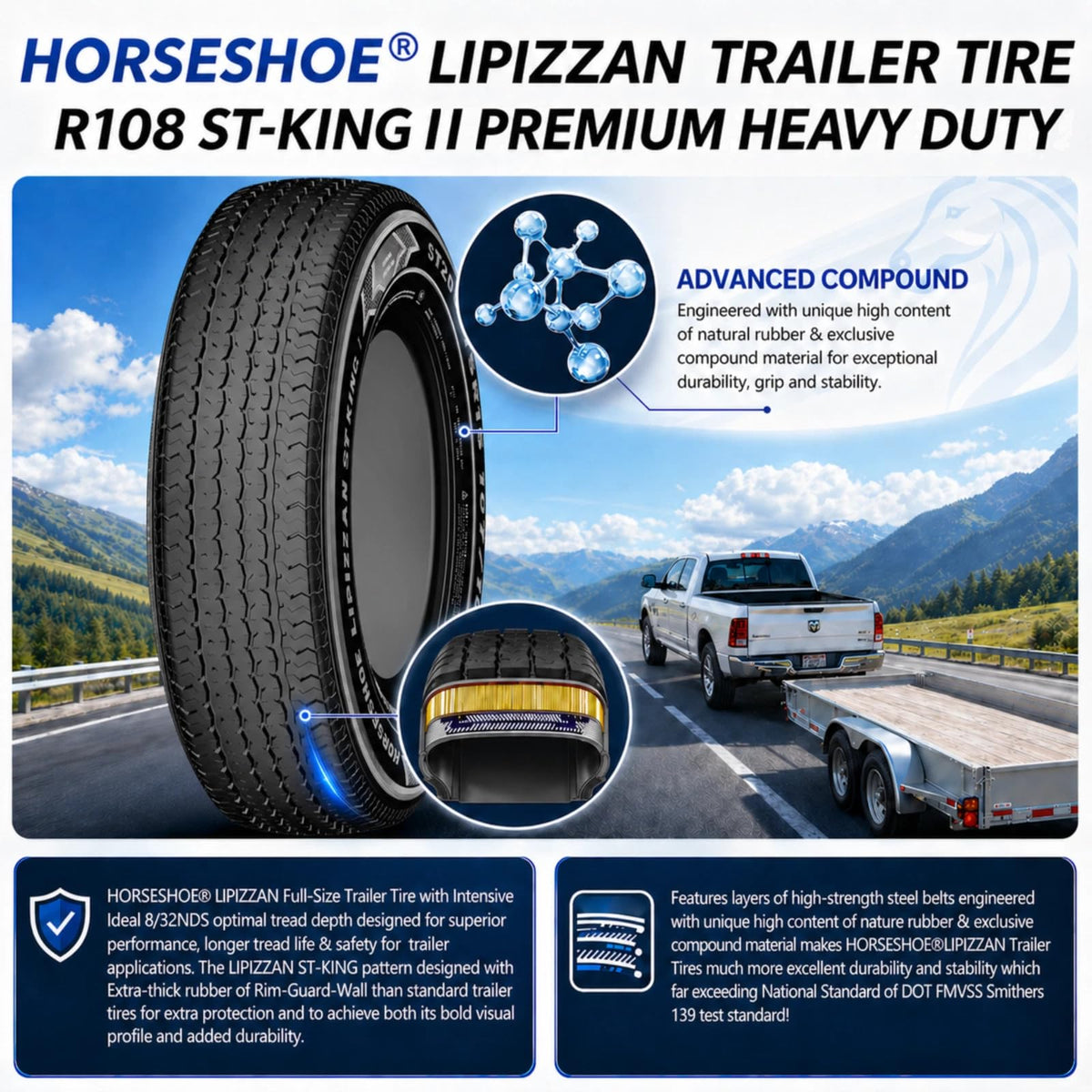 4 ST205/75R15 10PR Steel Belted Radial Trailer Tire J704