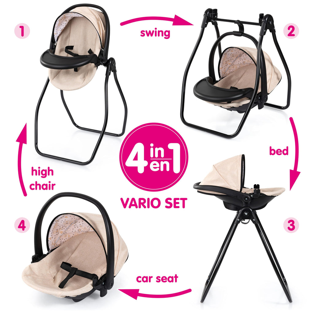 4-in-1 Doll Highchair, Swing, Bed & Car Seat T367358