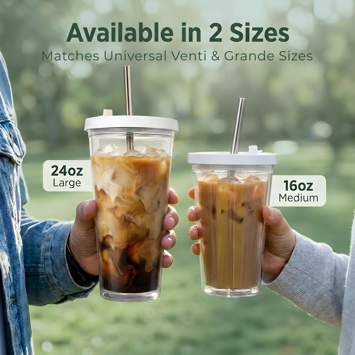 24 oz BPA-Free Double-Wall Insulated Plastic Tumbler with Lid and Straw H526