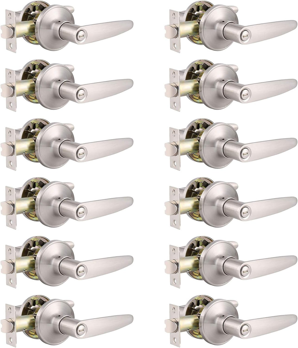 Satin Nickel Privacy Door Lever Handleset 4 Pack T405