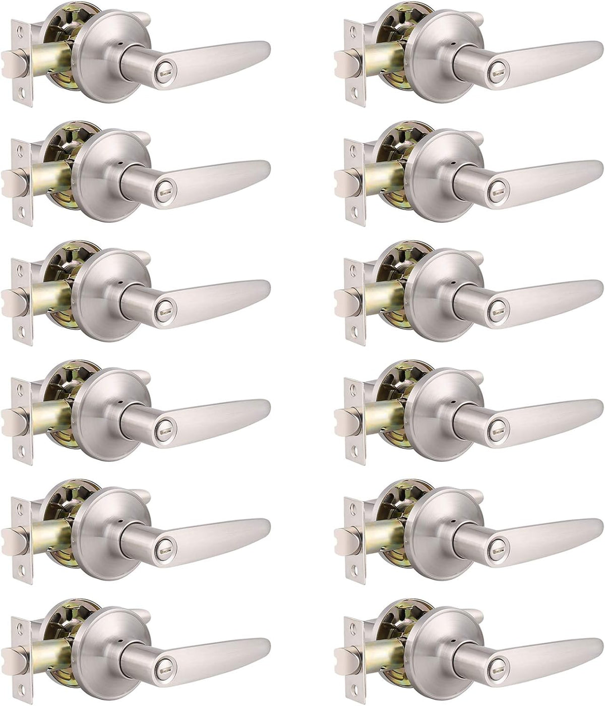 Satin Nickel Privacy Door Lever Handleset 4 Pack T405