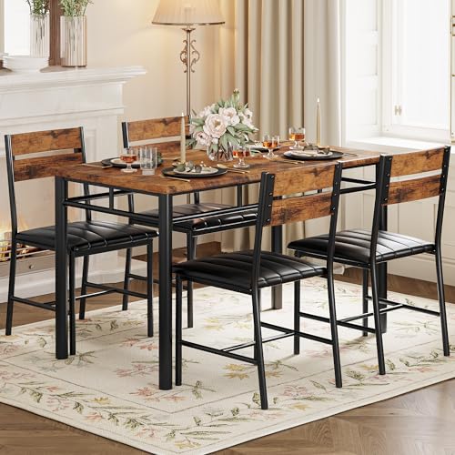 Grey Wood Dining Table Set for 4 S7125