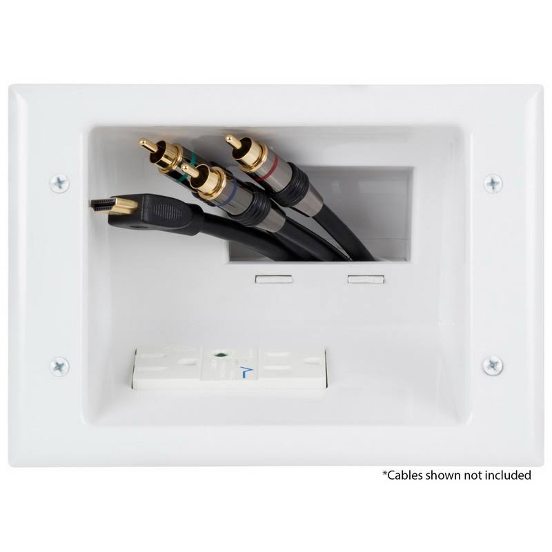 Recessed Pro-Power Kit with Duplex Surge Suppressor and Straight Blade Inlet Mounting Plate - White L15166