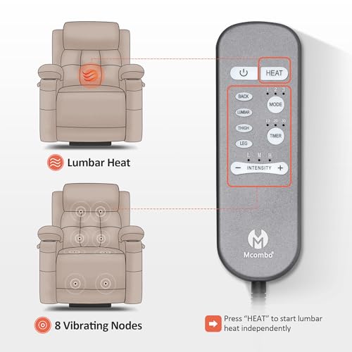 Large Dual Motor Power Lift Recliner Chair with Massage and Heat, Fabric (Grey, Large) Q13245