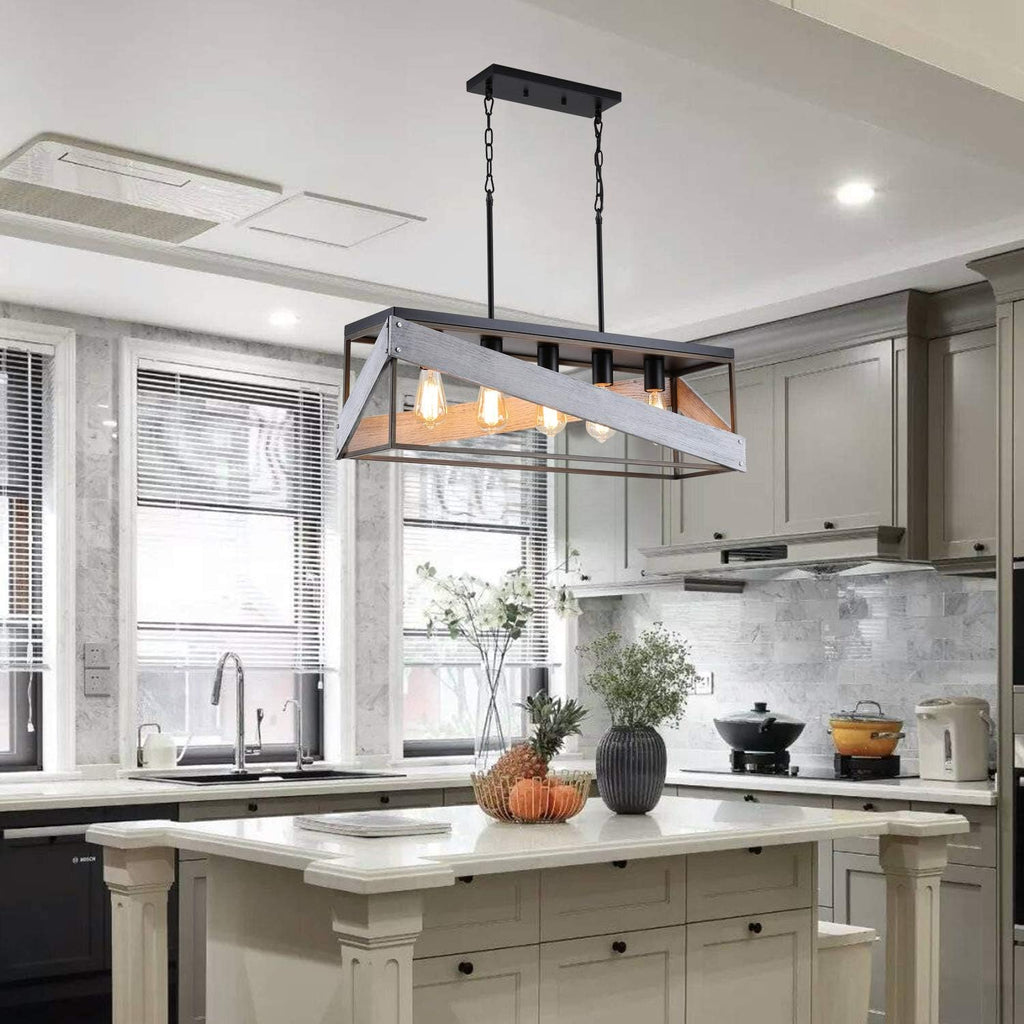 Antique Gold and Black Wood Pendant Light J631710