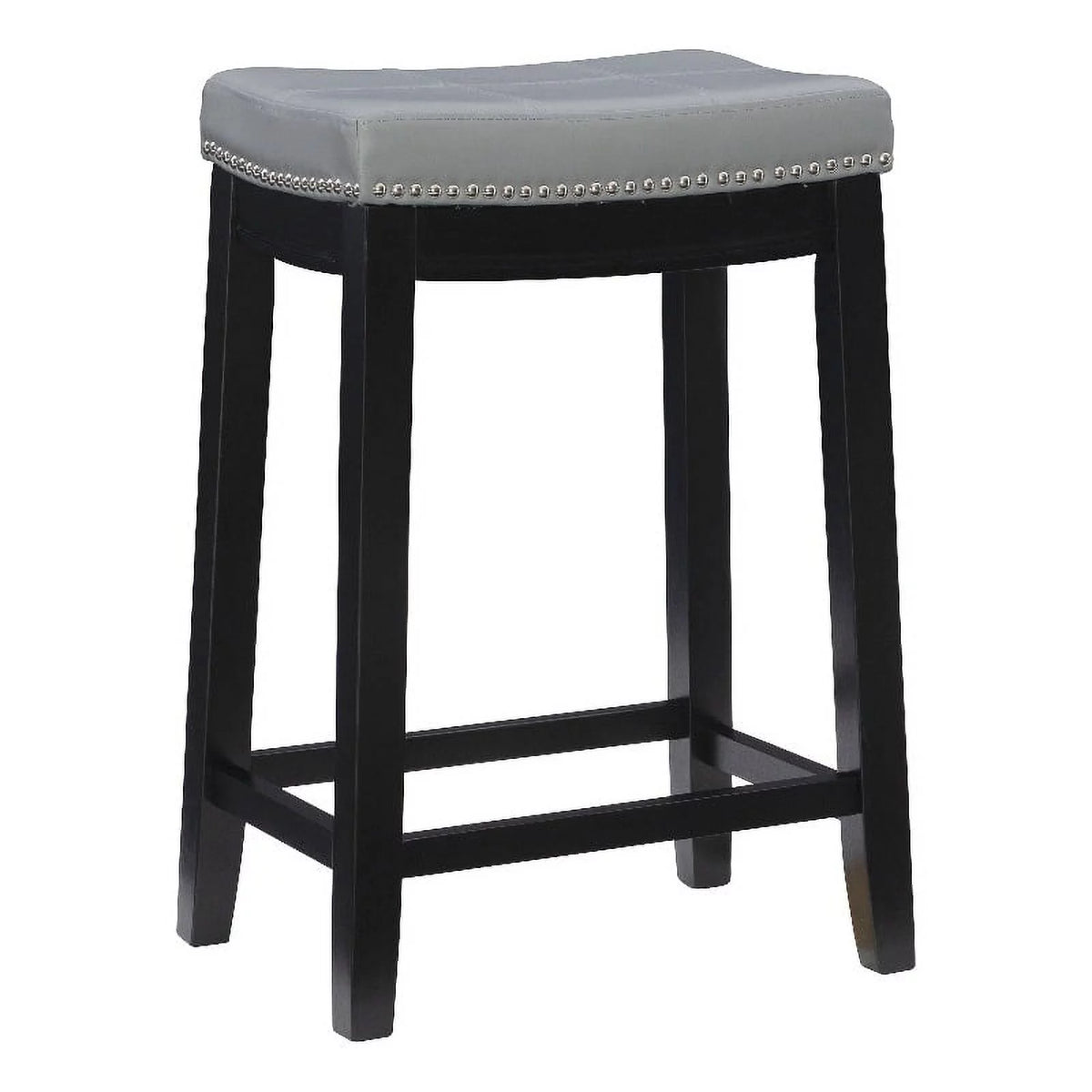 Gray Faux Leather Wood Backless Counter Stool V598277