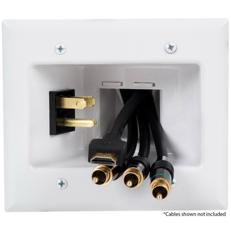 Recessed Pro-Power Kit with Duplex Surge Suppressor and Straight Blade Inlet Mounting Plate - White L15166