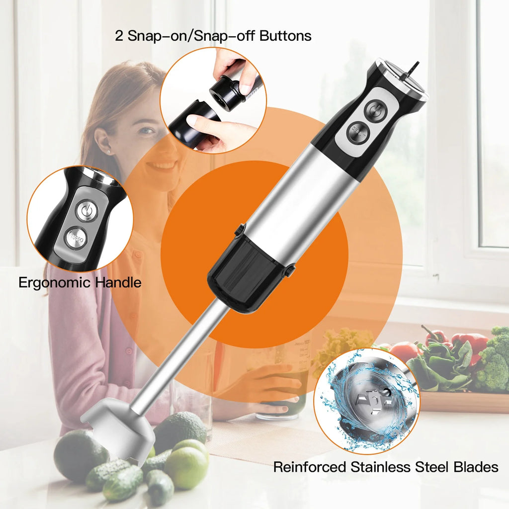 1000W 5 in 1 Stainless Steel Hand Blender with 12 Speeds W782