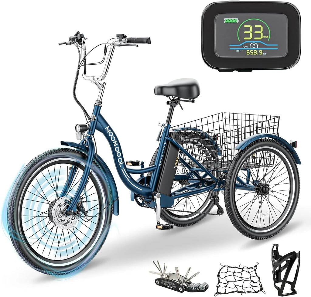 24 26 3 Wheel Electric Tricycle 350W 36V 7 Speeds with Large Basket B31728