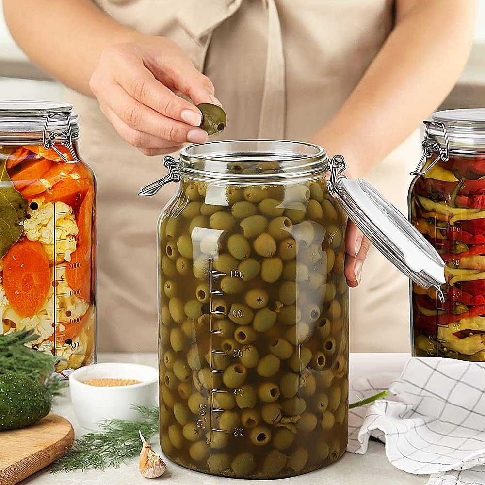 2 Pack 1 Gallon Glass Storage Jars with Airtight Lids P5926