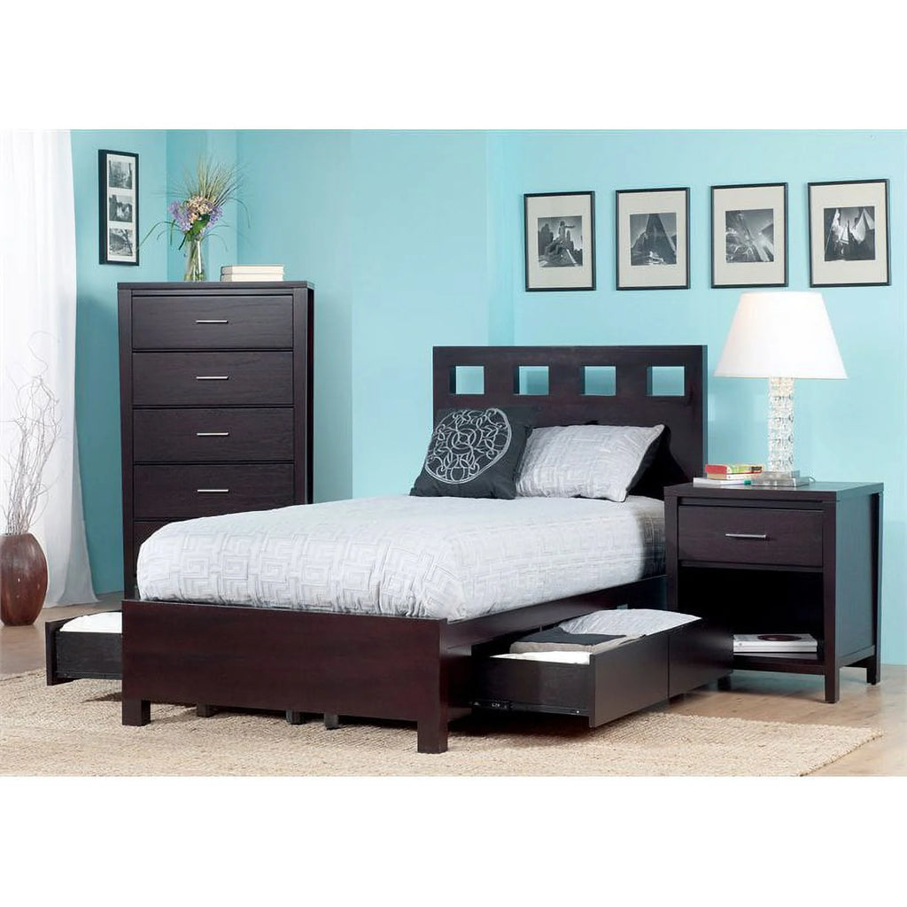 Espresso Solid Wood Platform Storage Bed I371019