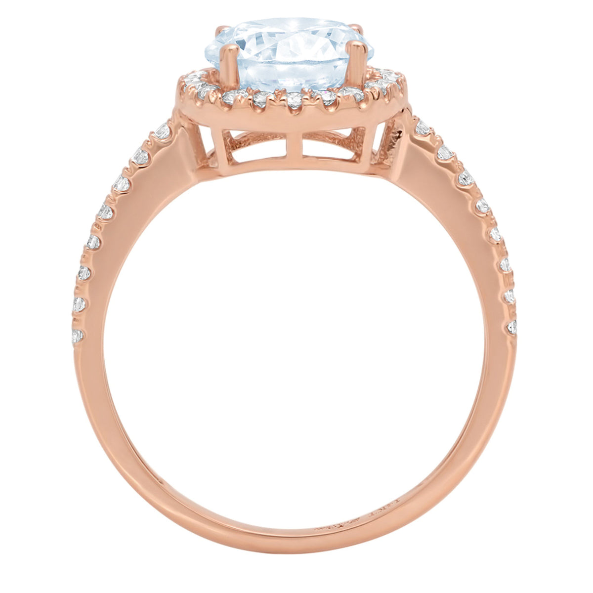 1.86ct Round Cut Blue Simulated Diamond 18k Rose Gold Halo Ring Size 3.75 W636