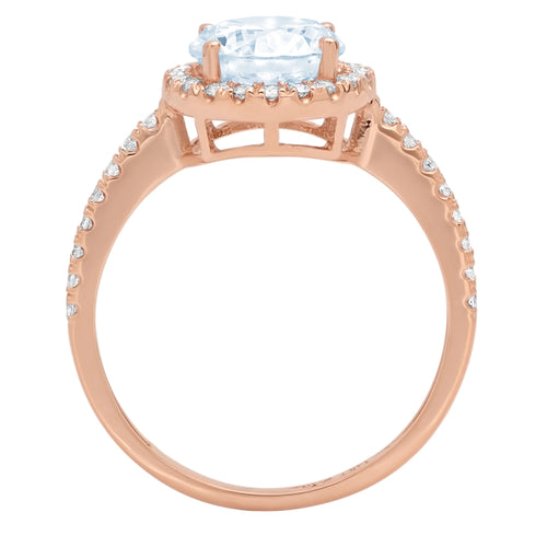1.86ct Round Cut Blue Simulated Diamond 18k Rose Gold Halo Ring Size 3.75 W636