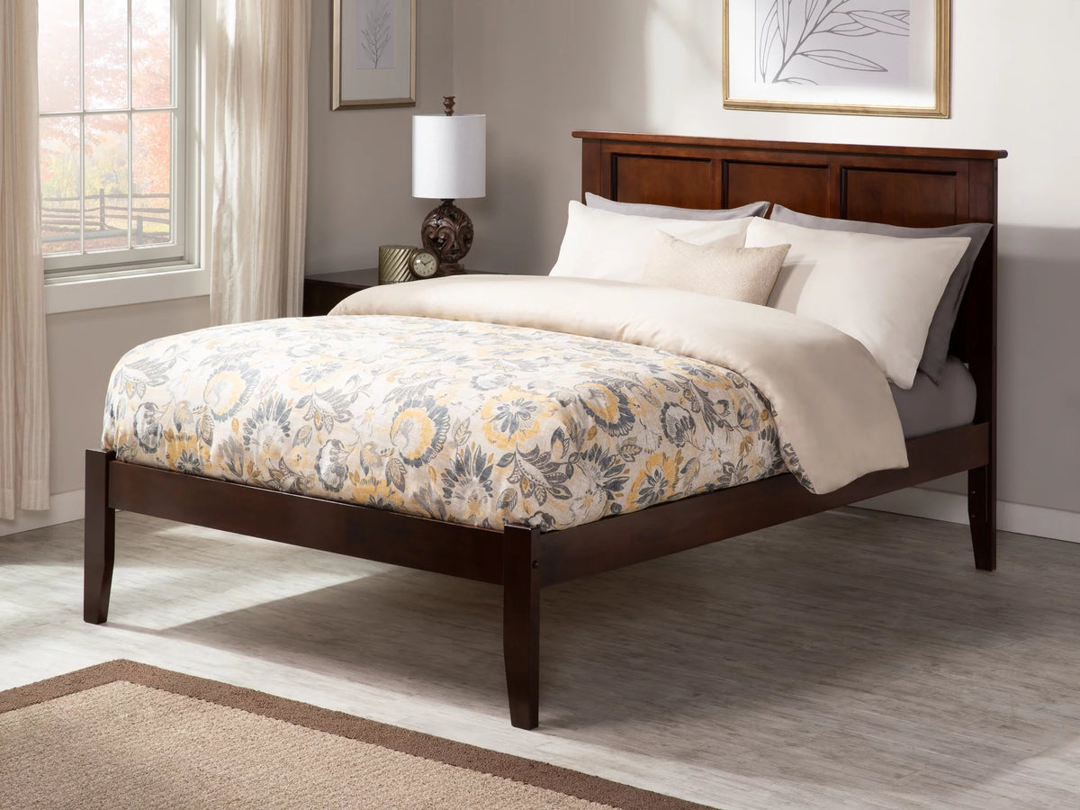 Walnut Full Solid Wood Platform Bed with Panel Headboard K408