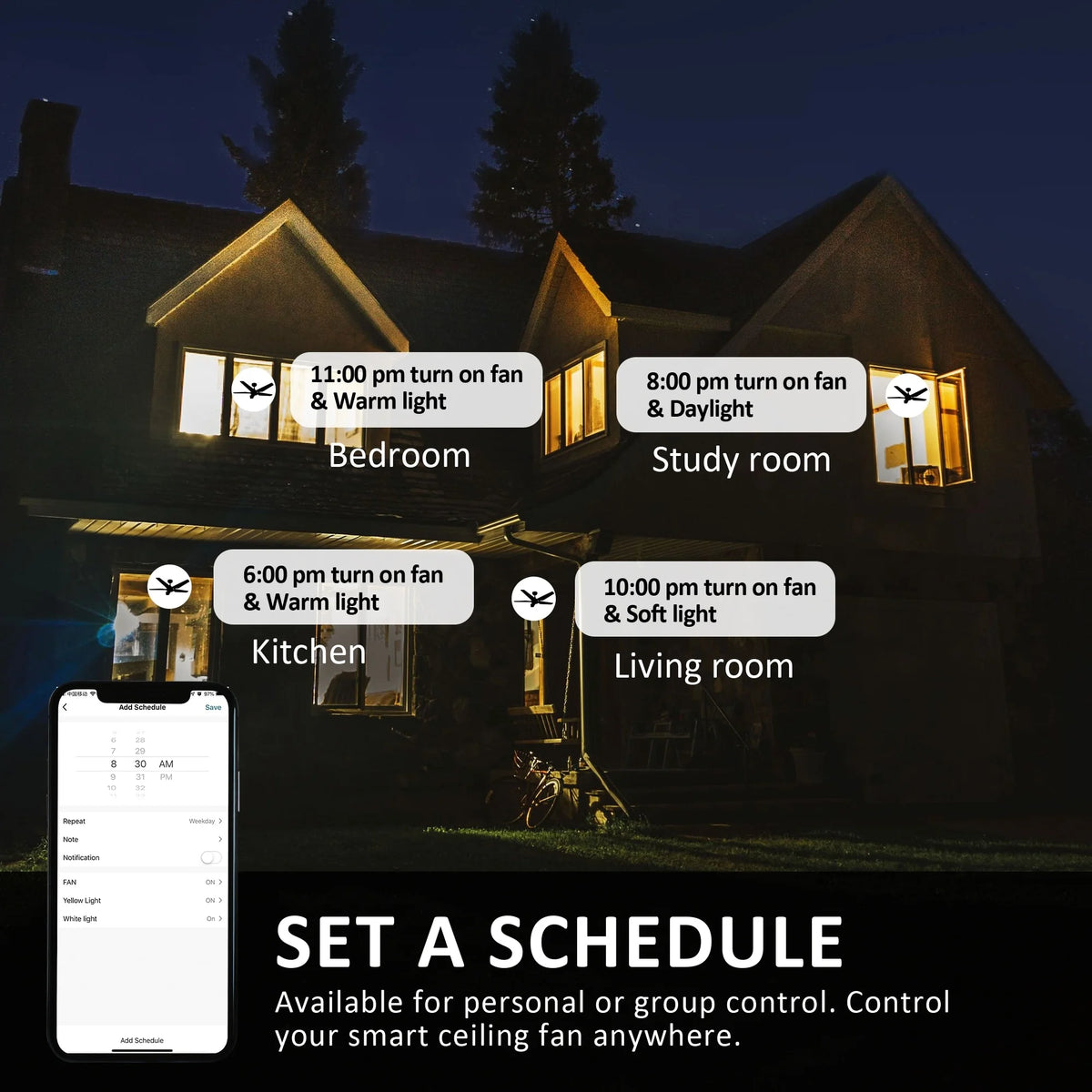 52-inch Indoor/Outdoor Smart Ceiling Fan with LED Light Kit & Remote D455