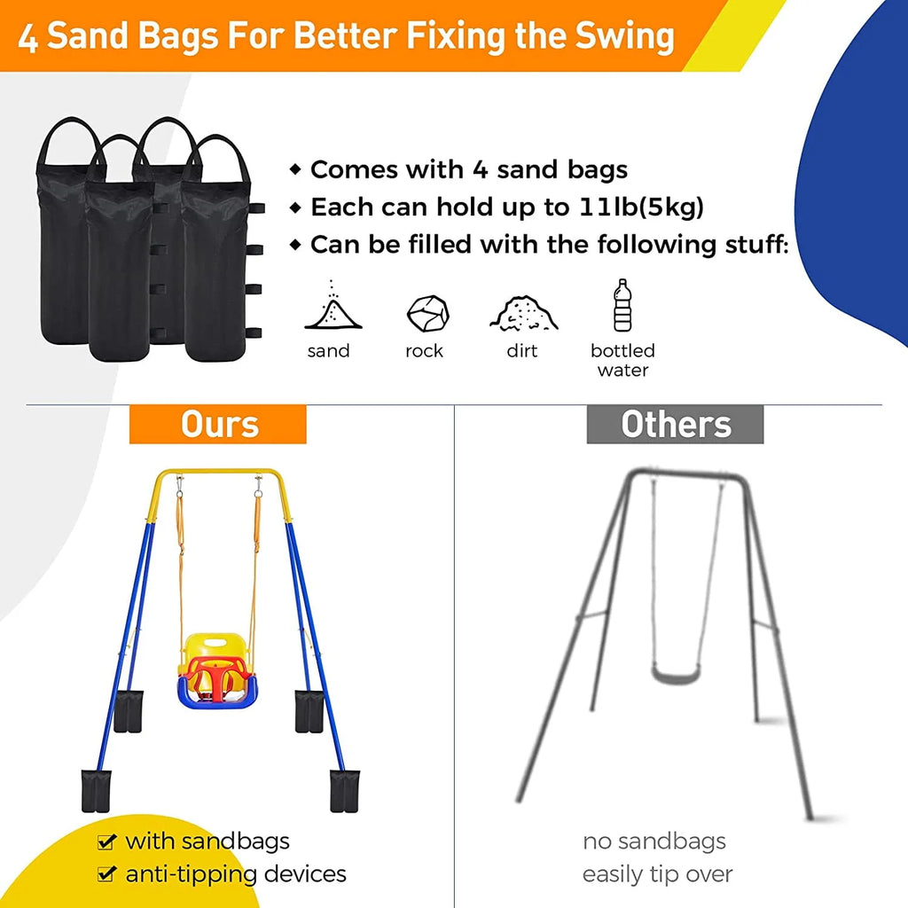 3 in 1 Toddler Swing Set with 4 Sandbags M654