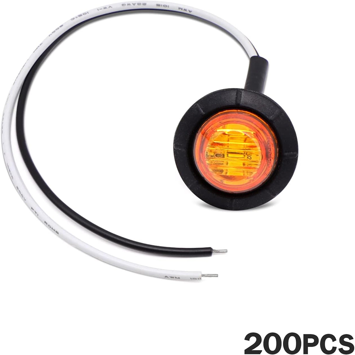 Pack of 200 3/4 Inch Amber LED Side Marker Lights G1544