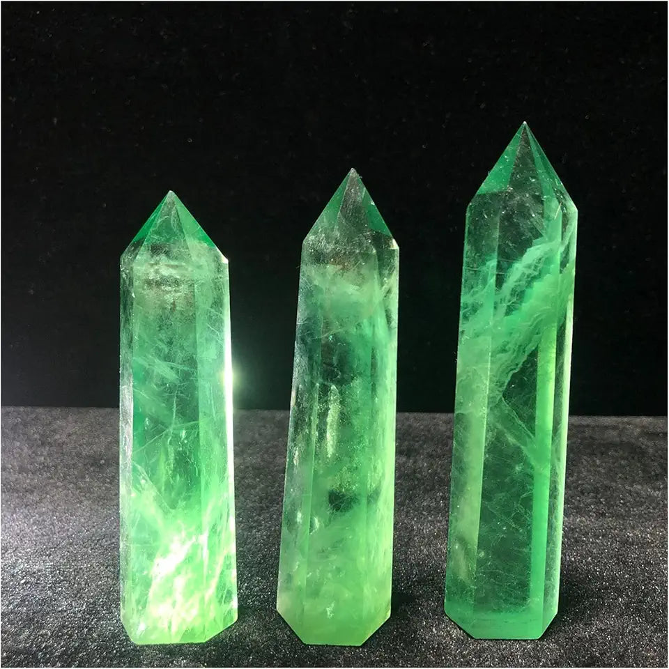 Natural Green Fluorite Hexagon Point Crystal A1815