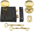 Cast Iron Rim Lock Set with Brass Knobs S197790