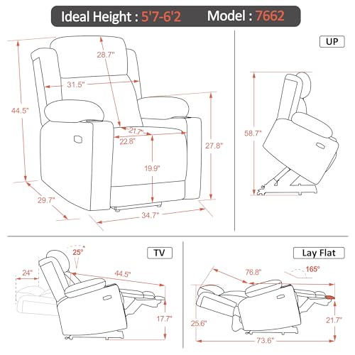 Large Dual Motor Power Lift Recliner Chair with Massage and Heat, Fabric (Grey, Large) Q13245