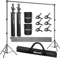 Photo Backdrop Stand System Kit, 7 x 10 ft Adjustable with Clamps, Crossbars, Sandbags, Carrying Bag S600