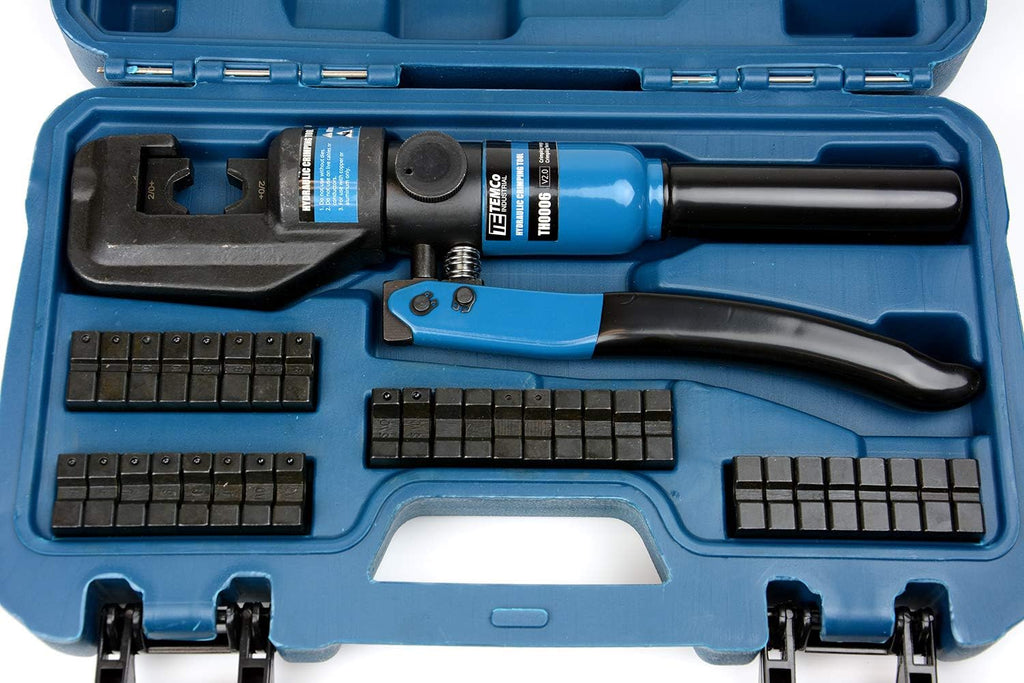 Hydraulic Electrical Cable Crimper Kit with 18 Die Sets 12 AWG - 00 (2/0) 5 US TON H180543