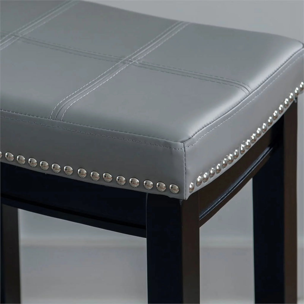 Gray Faux Leather Wood Backless Counter Stool V598277