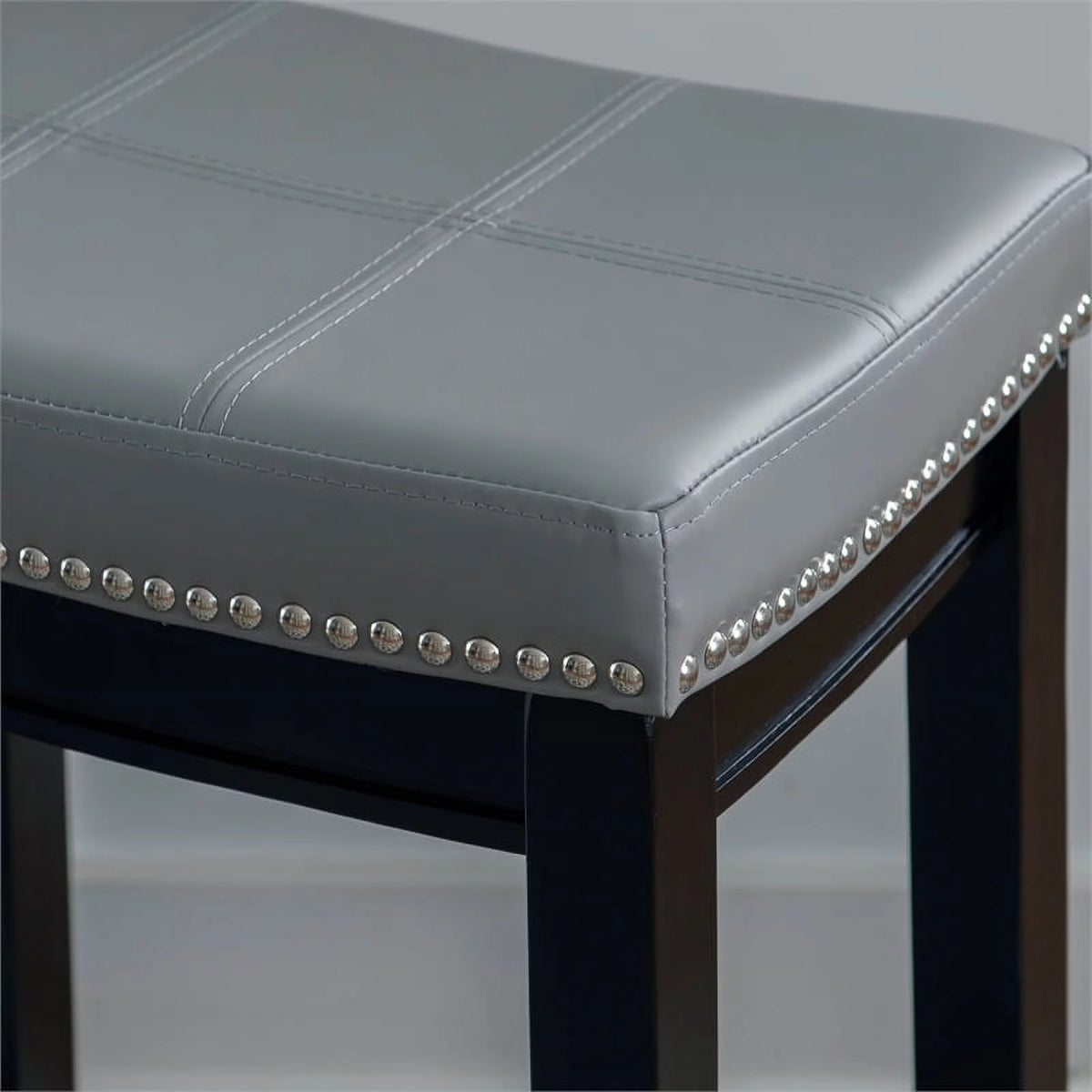 Gray Faux Leather Wood Backless Counter Stool V598277