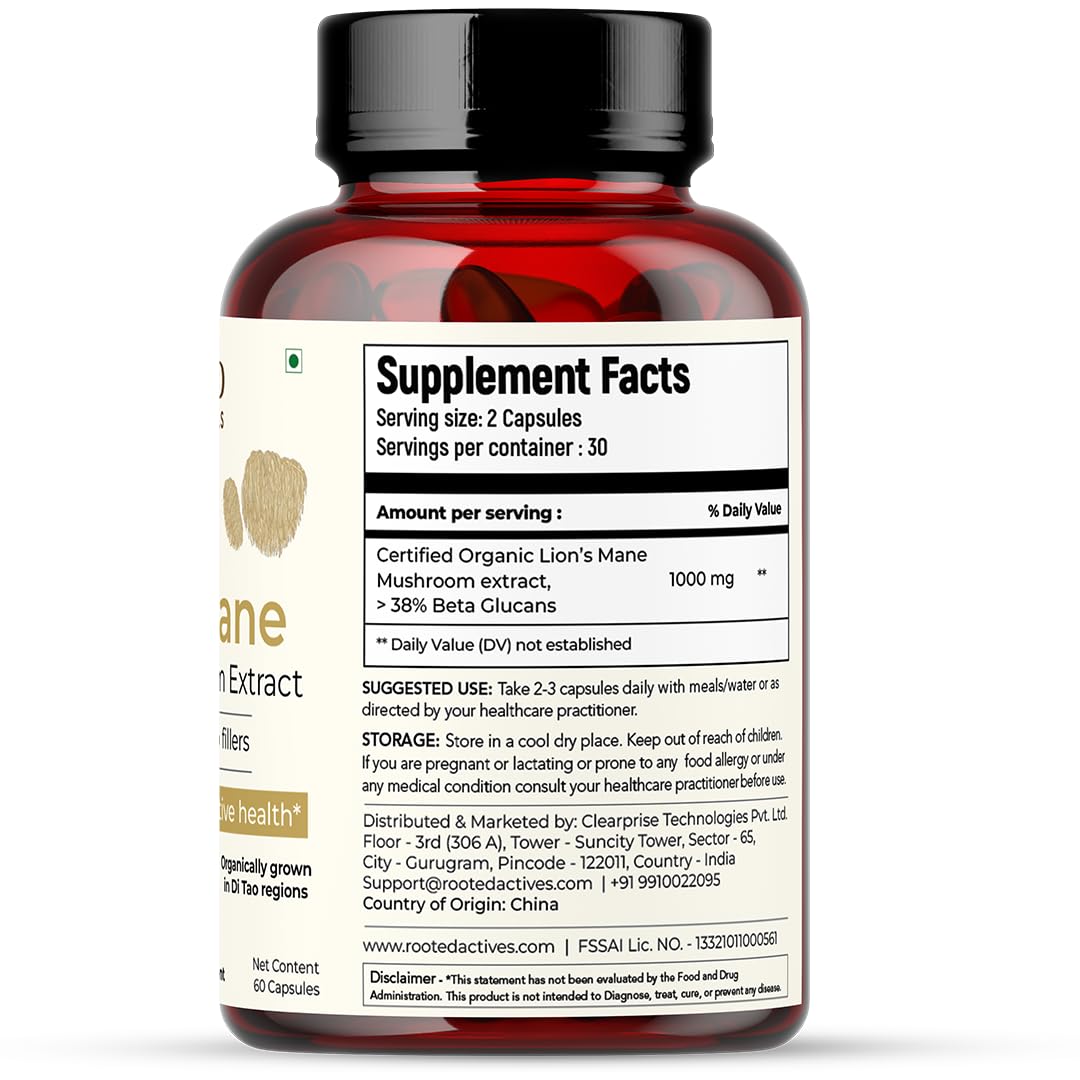 Usda Organic Lions Mane Mushroom Extract Capsules 60 Capsule 2 Pack T8594