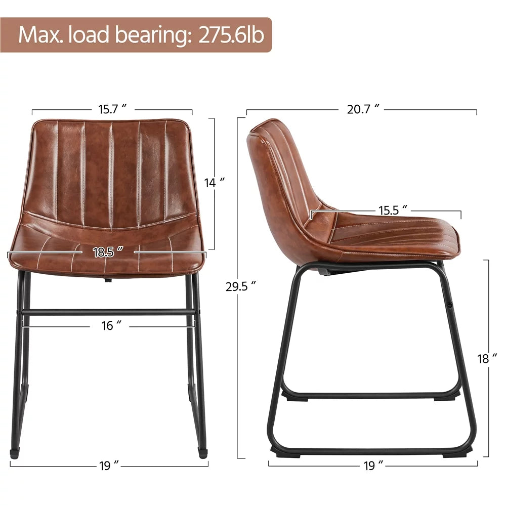 Brown Faux Leather Dining Chairs Set of 4 M8775