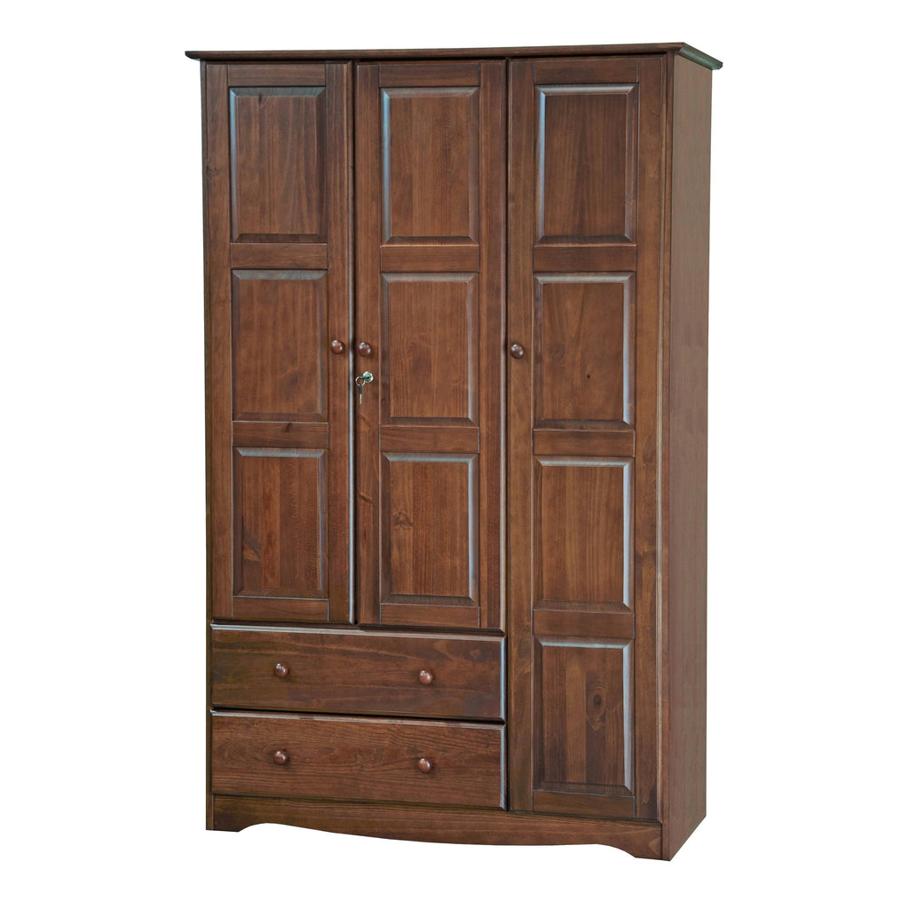 Solid Wood 3-Door Wardrobe with Lock I89153