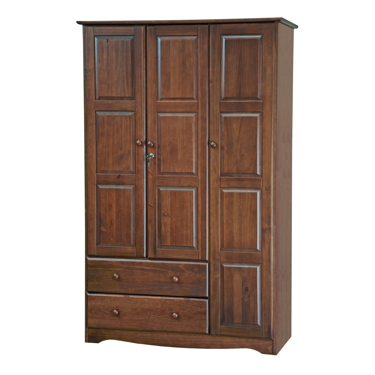 Solid Wood 3-Door Wardrobe with Lock I89153