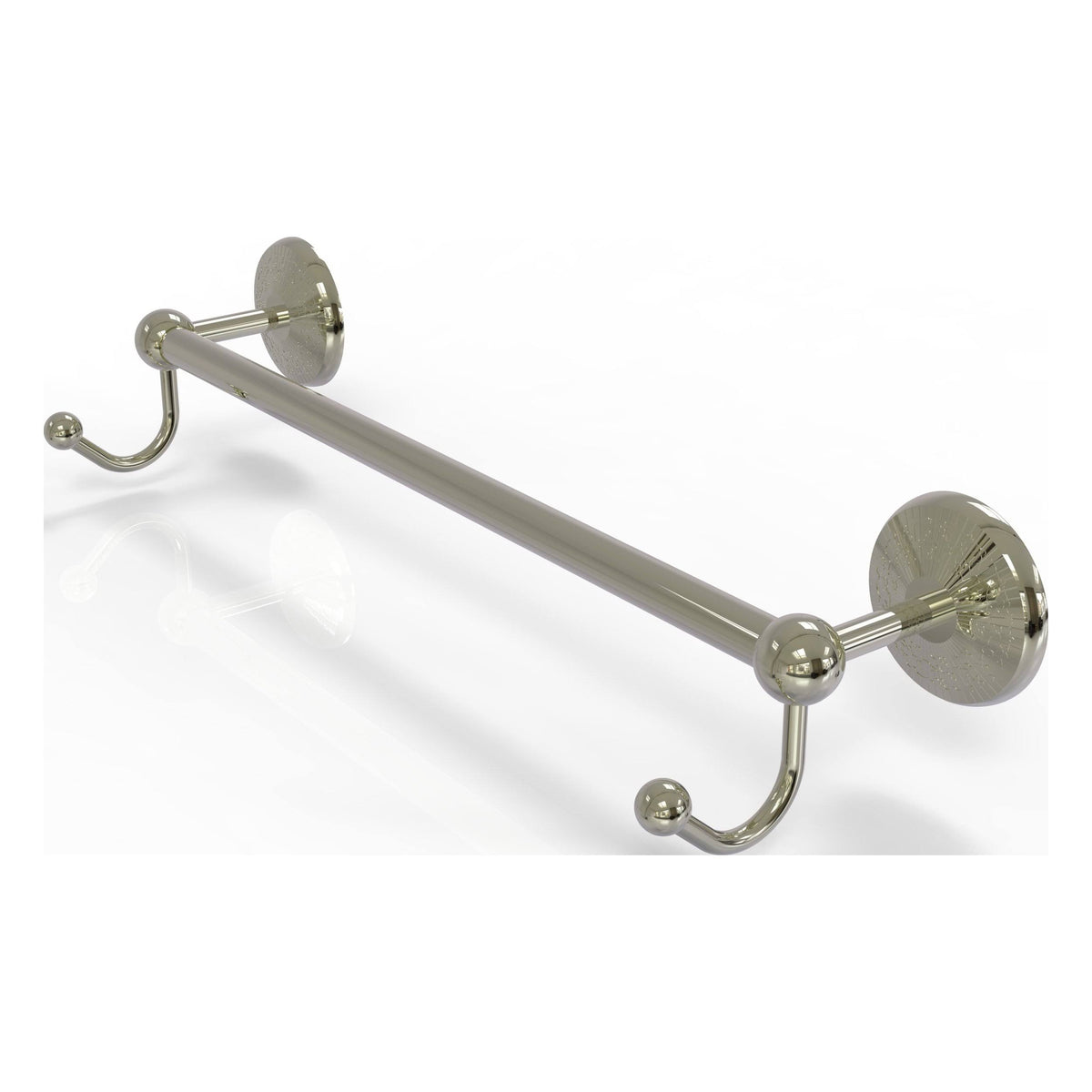 Polished Nickel 30 inch Towel Bar with Integrated Hooks P6776