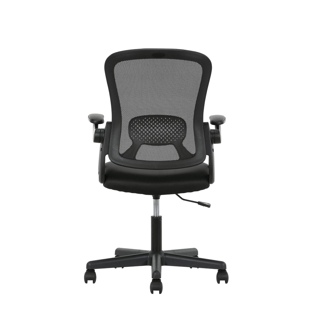 Black Fabric Ergonomic Mesh Back Office Chair with Flip-up Arms N531