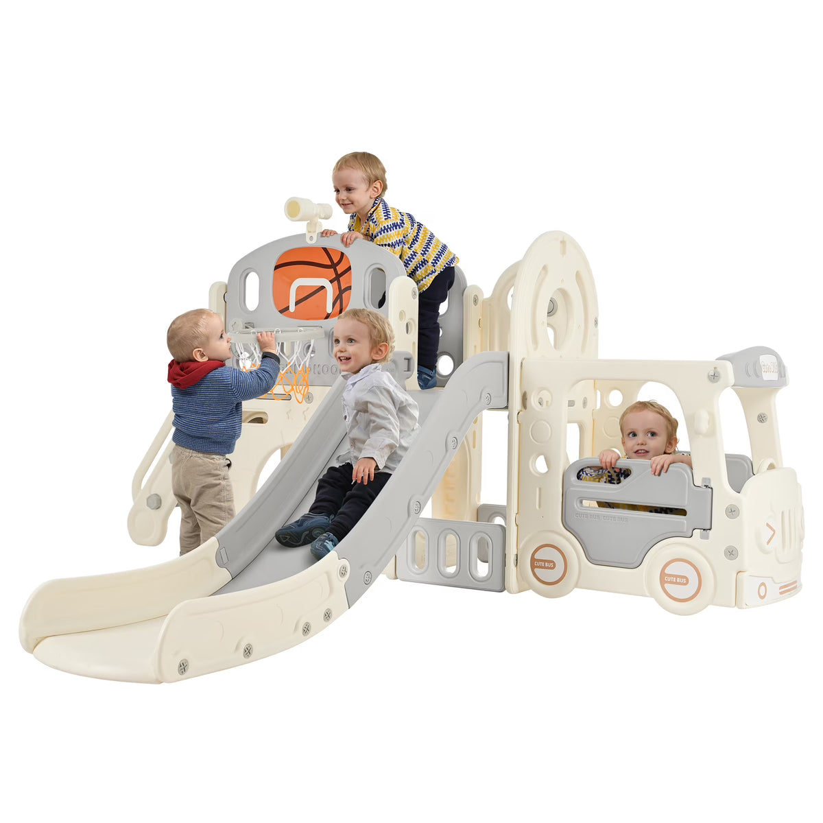 9 in 1 Kids Slide Playset with Basketball Hoop O567