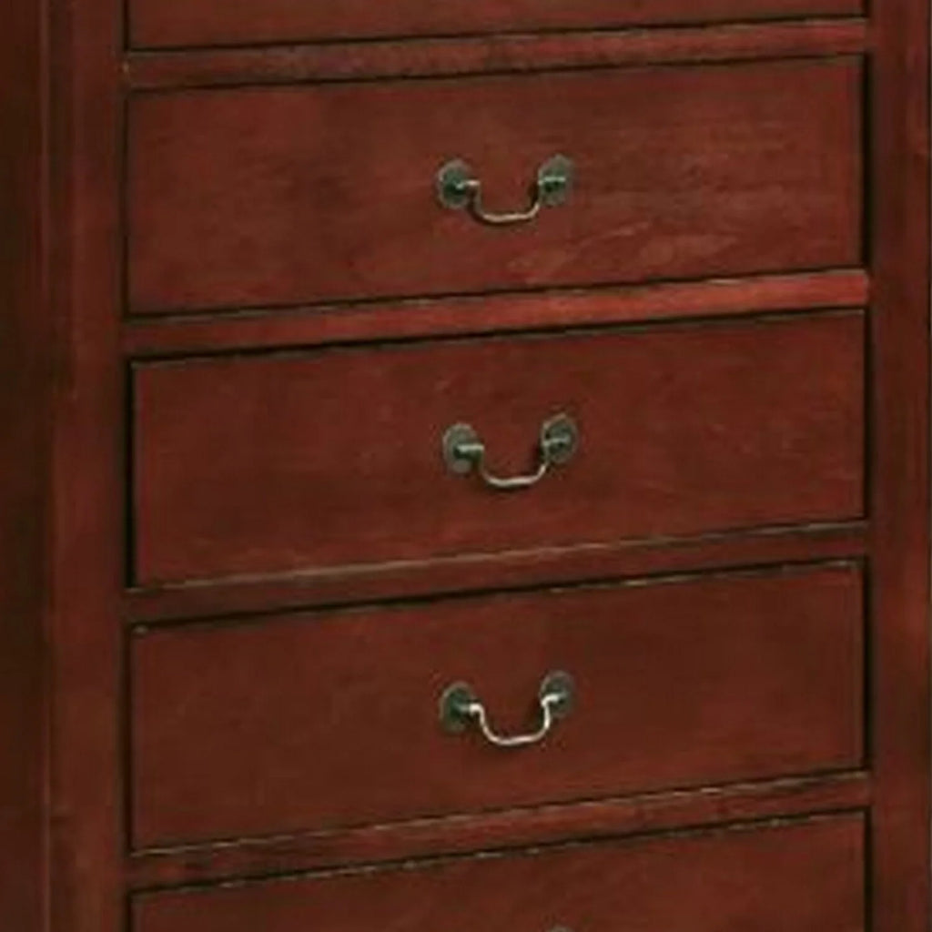 Cherry Brown 5 Drawers Pine Wood Dresser Chest T5827