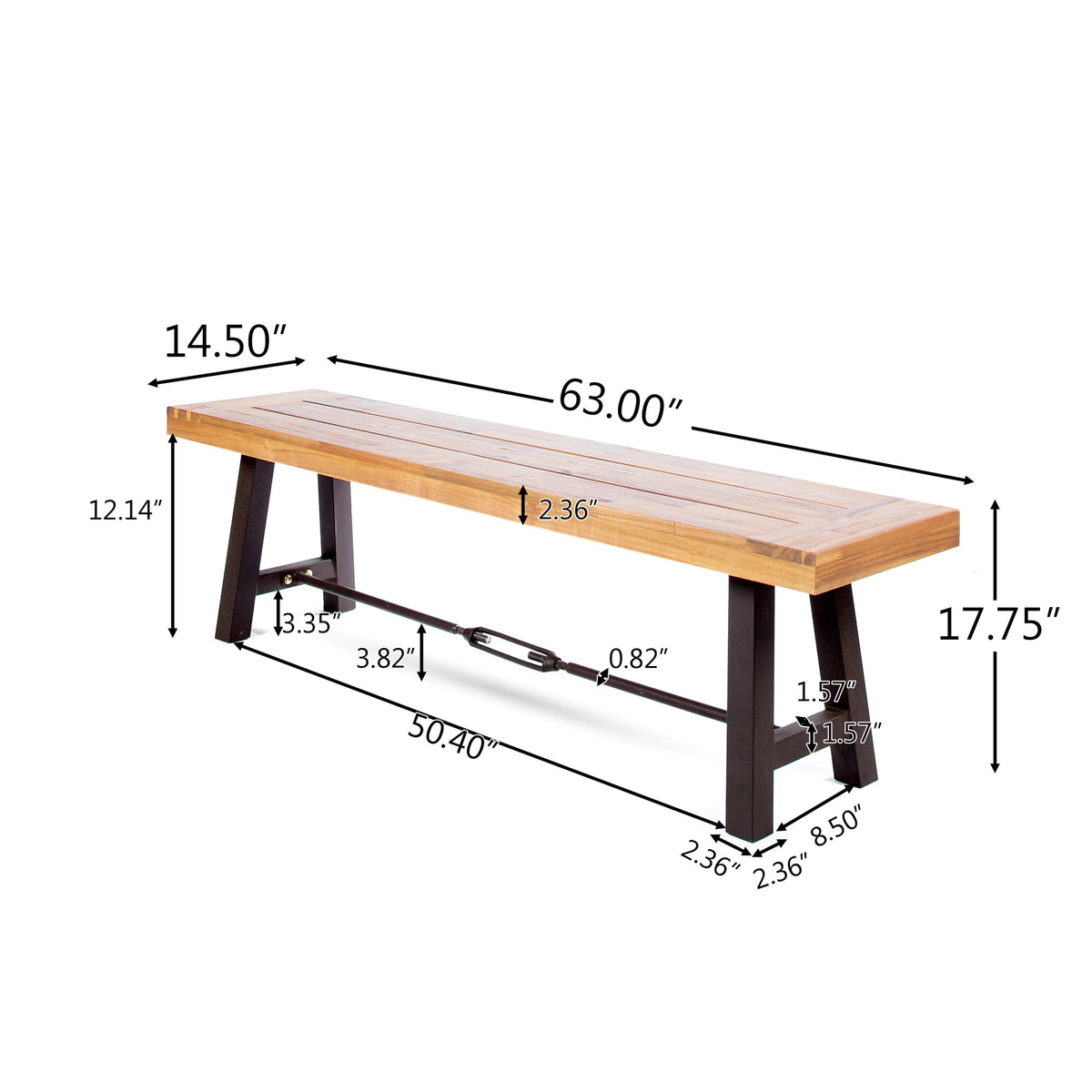 Acacia Wood Outdoor Dining Benches Set of 2 H5086