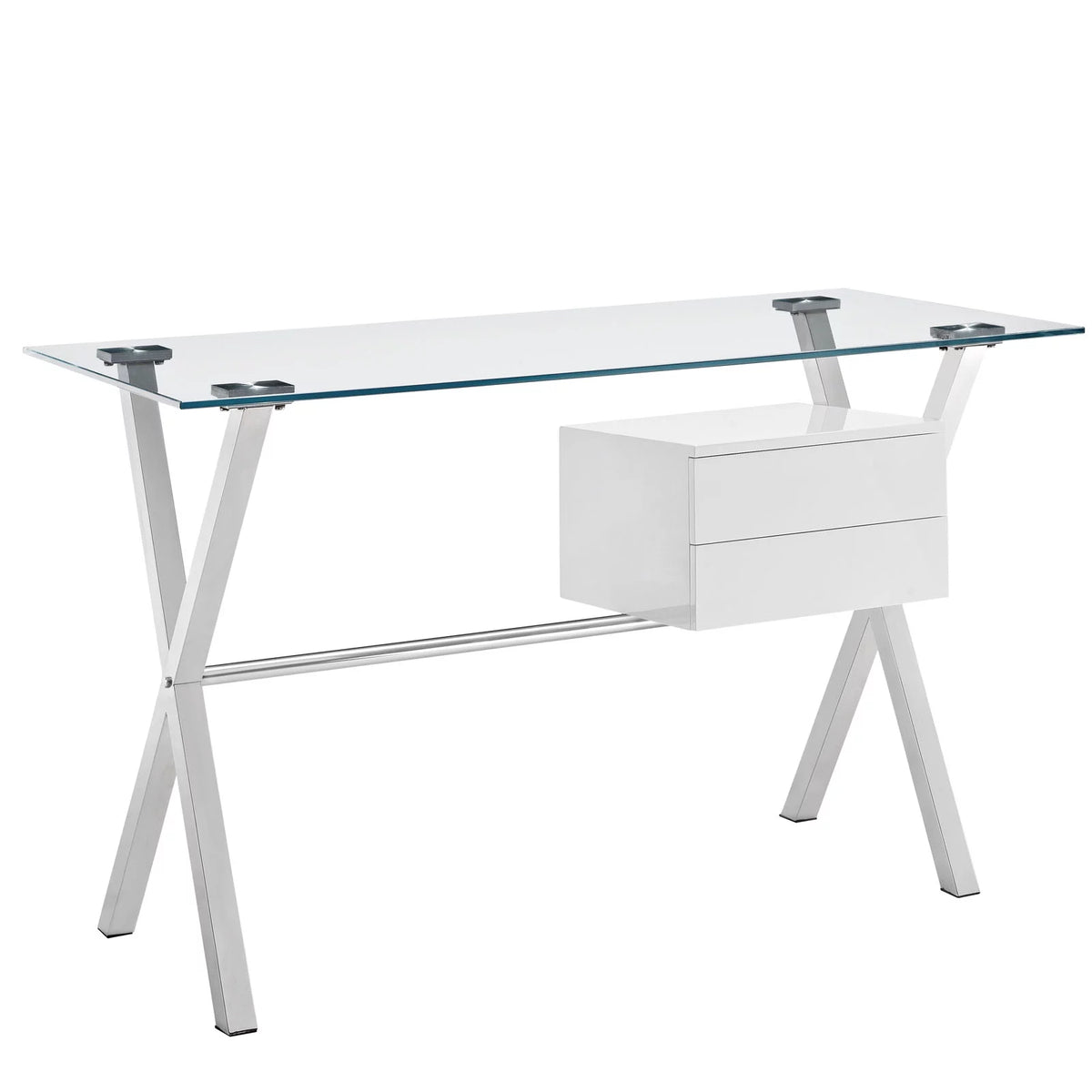 Glass Top Office Desk in White T22487