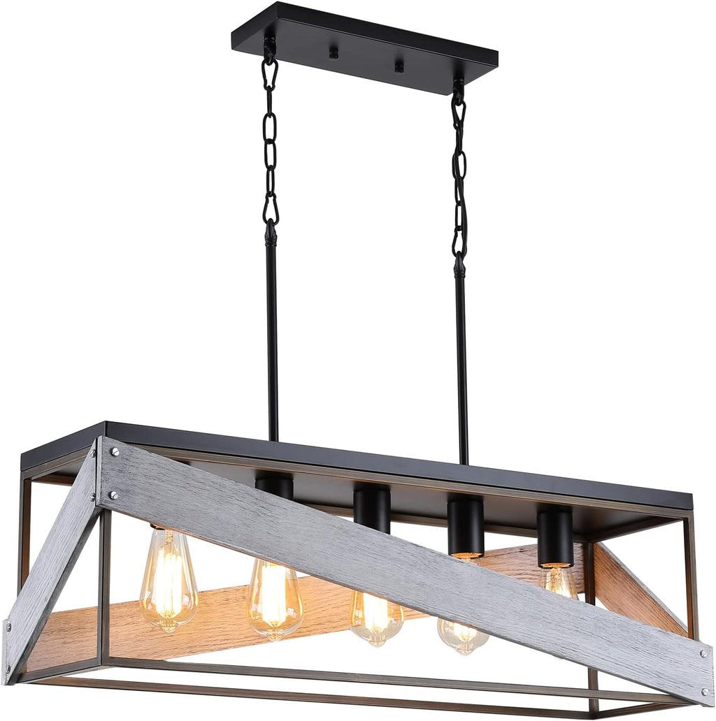 Antique Gold and Black Wood Pendant Light J631710