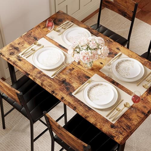 Grey Wood Dining Table Set for 4 S7125