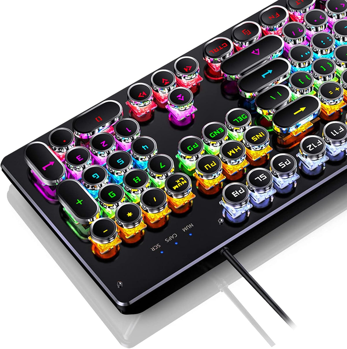 Mechanical Gaming Keyboard Full-Size 104 Keys USB Wired Black Blue Switch Pack of 2 H58413