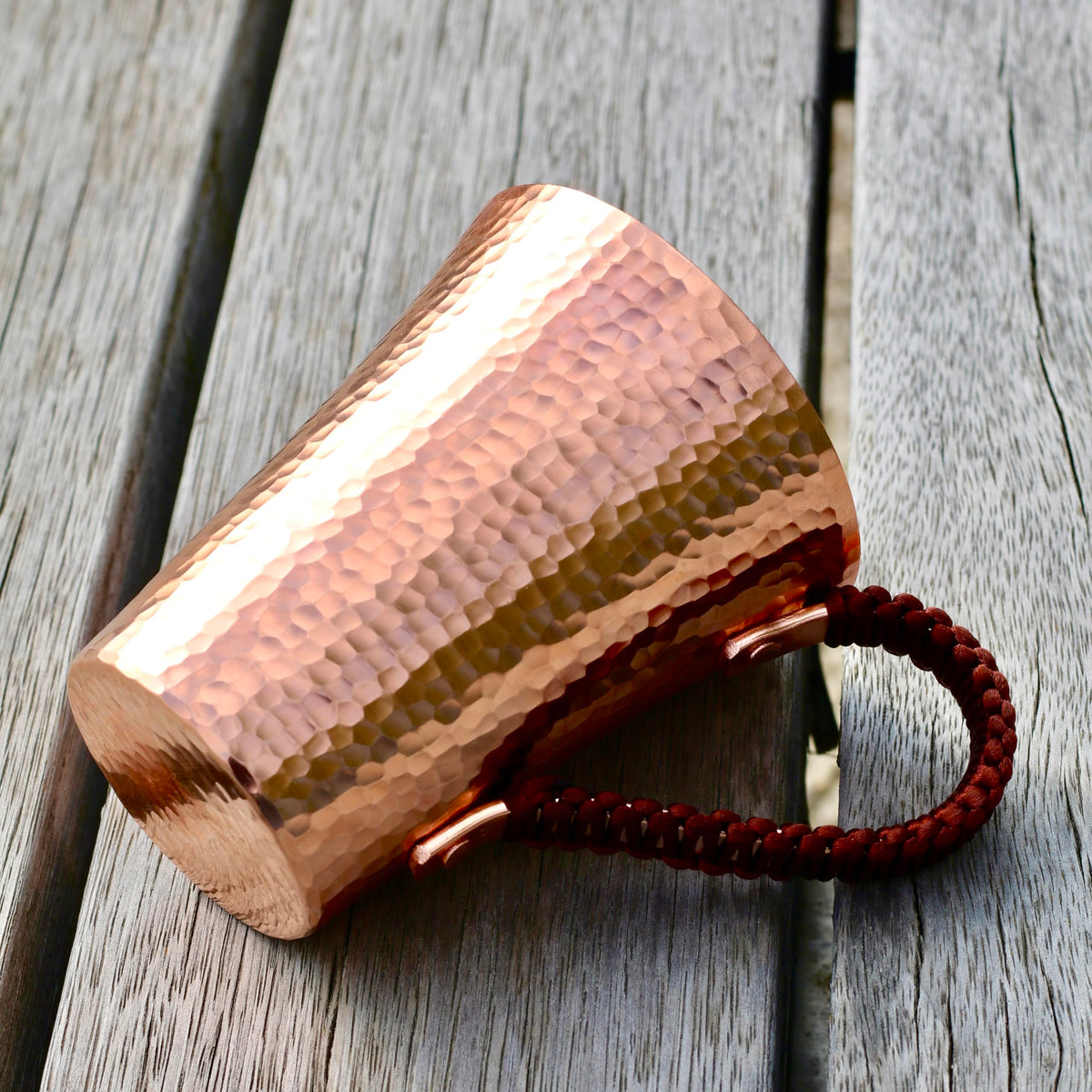 Copper Hand Hammered Ice Tea Cup with Handle 15 OZ O69013