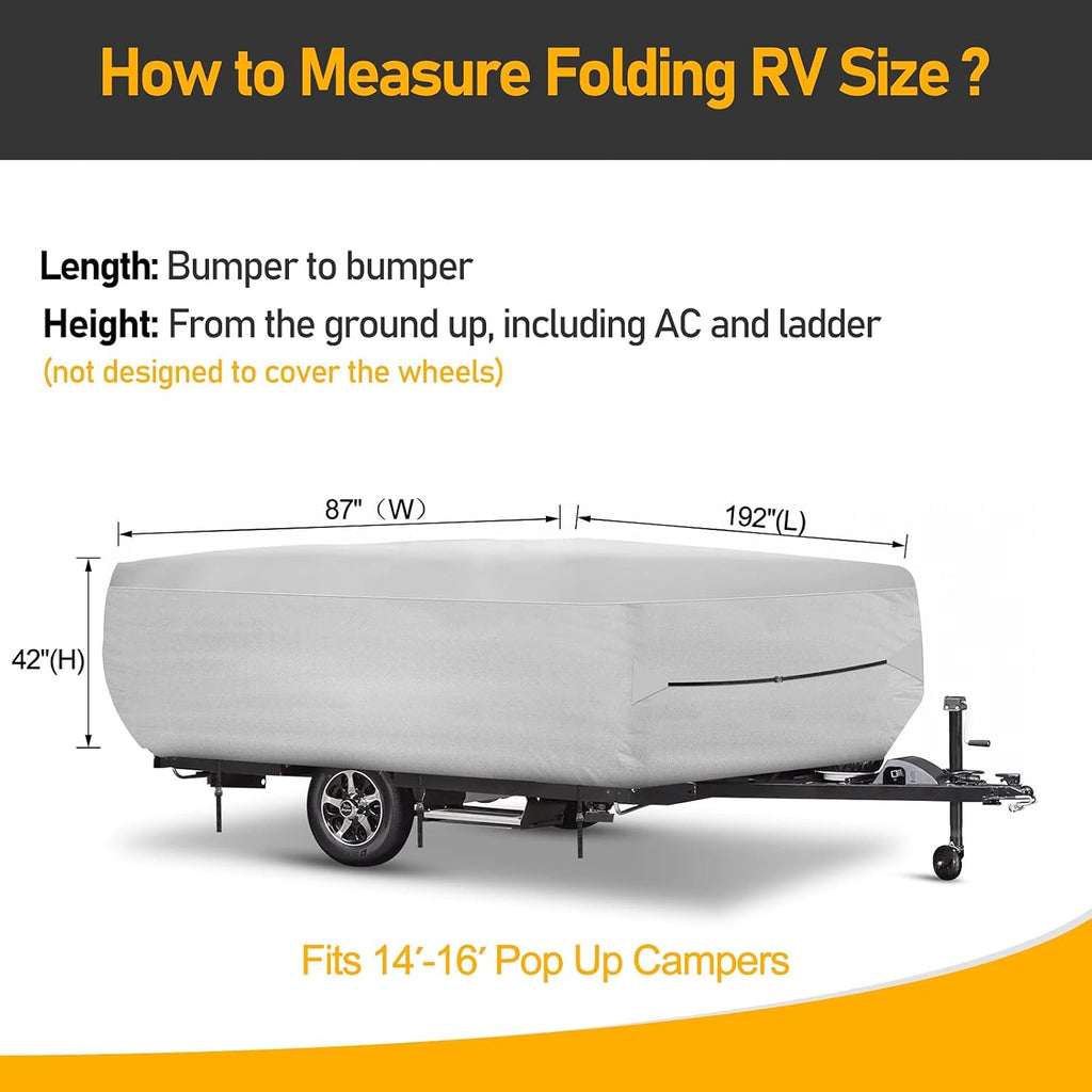 520D Oxford Pop-Up Camper Cover Fits 16'-18' Waterproof UV-Proof J5096