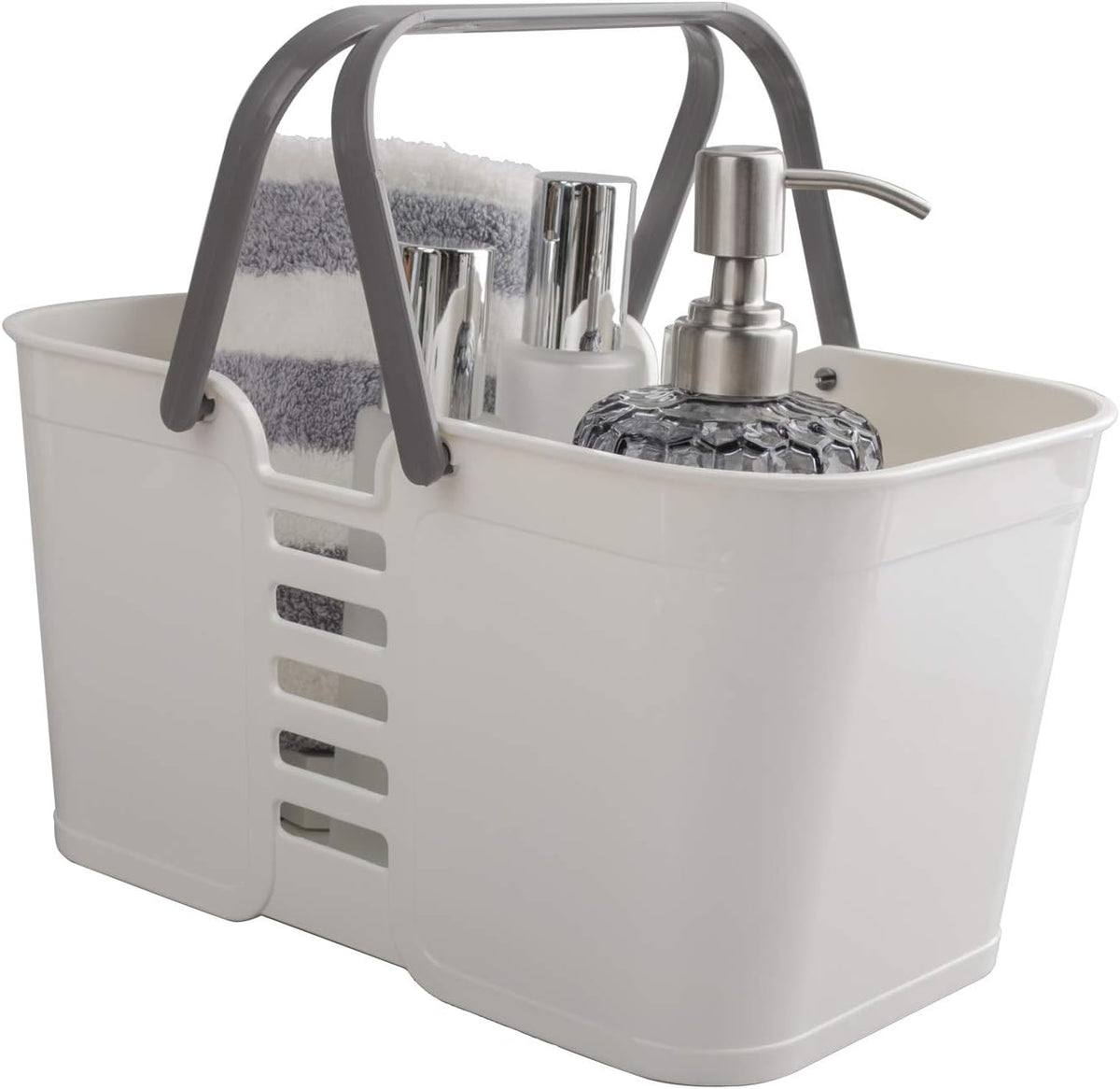 White Plastic Storage Baskets with Handles Z48294