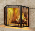 Childproof 3-Panel Wrought Iron Fireplace Screen R713