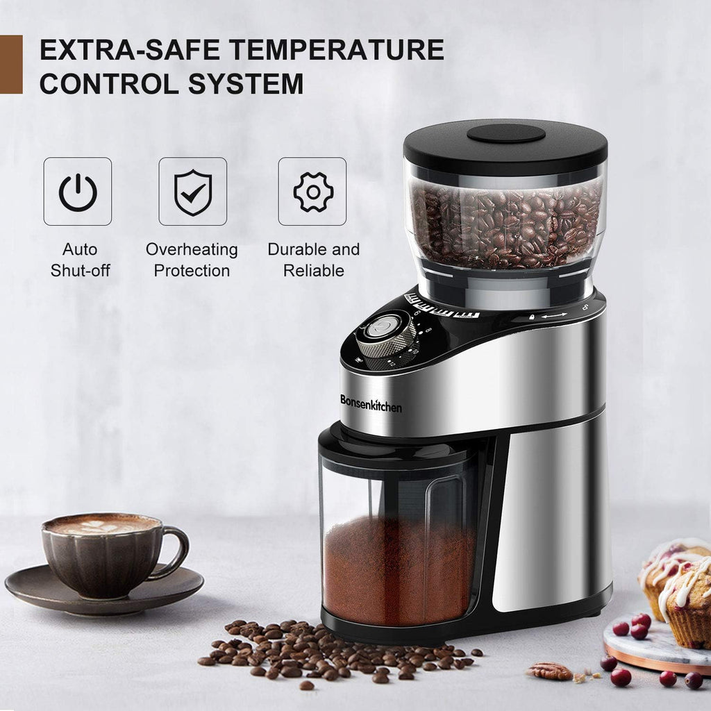 Stainless Steel Electric Conical Burr Coffee Grinder with 12 Grind Settings M28230