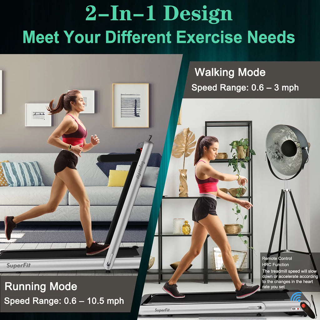 4.75HP 2 In 1 Folding Treadmill White G10316