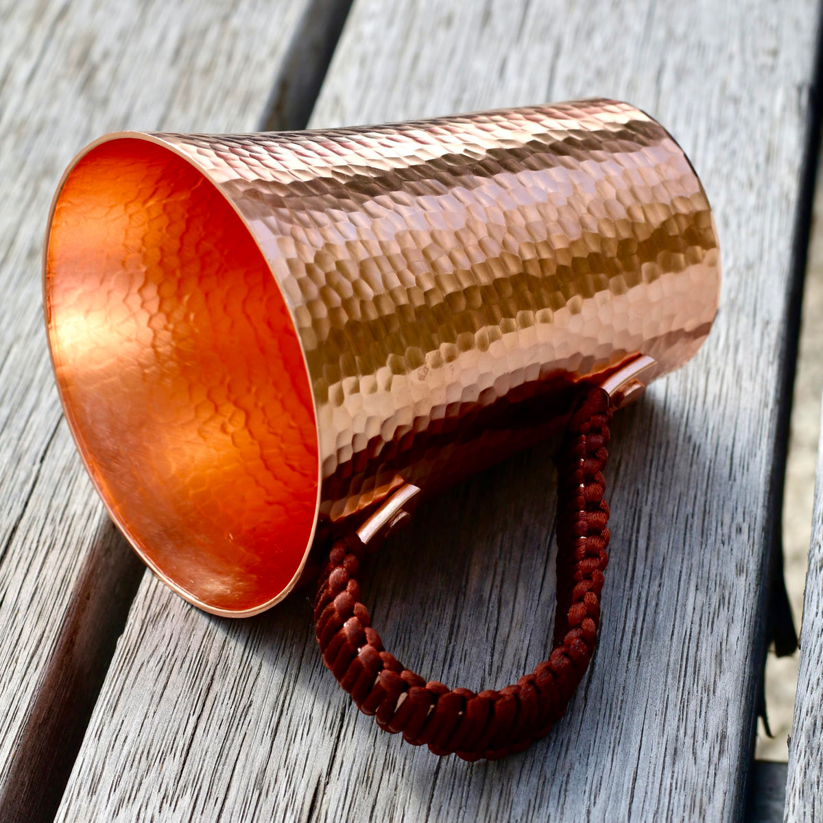 Copper Hand Hammered Ice Tea Cup with Handle 15 OZ O69013